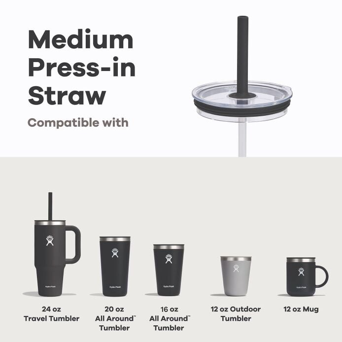 Medium Press-In Straw Lid Black