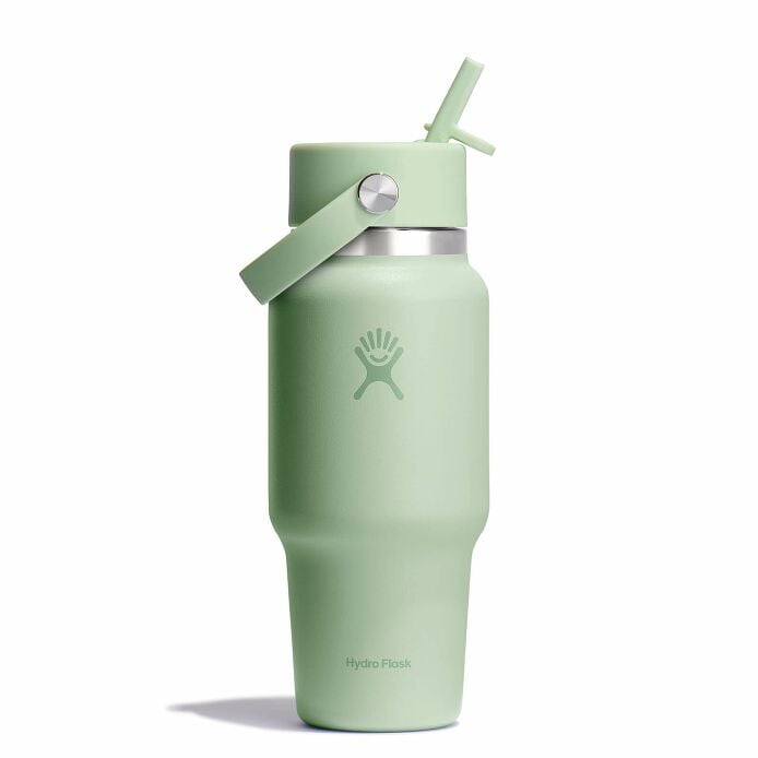 24 oz Wide Mouth Travel Bottle with Flex Straw Cap Aloe