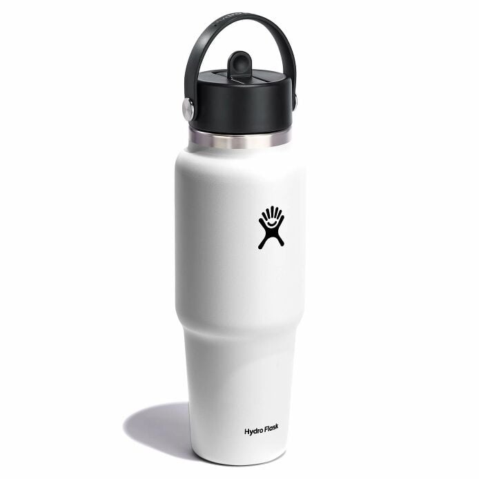 32 oz Wide Mouth Travel Bottle with Flex Straw Cap White