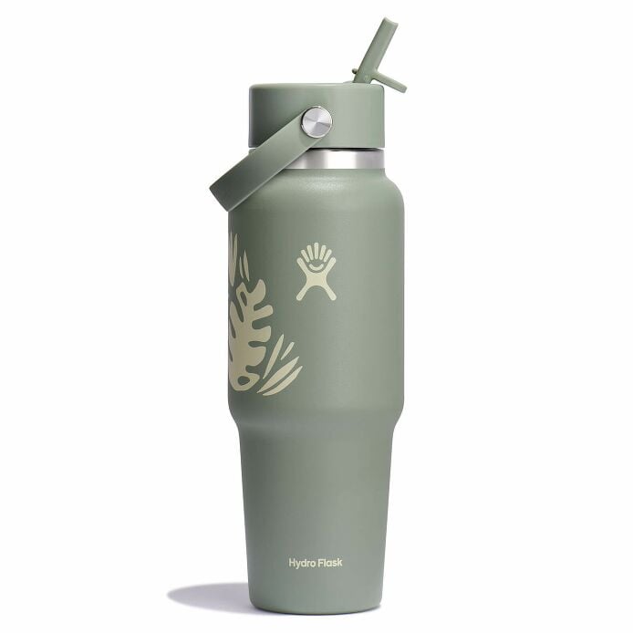 32 oz Wide Mouth Travel Bottle with Flex Straw Cap Botanical Bliss